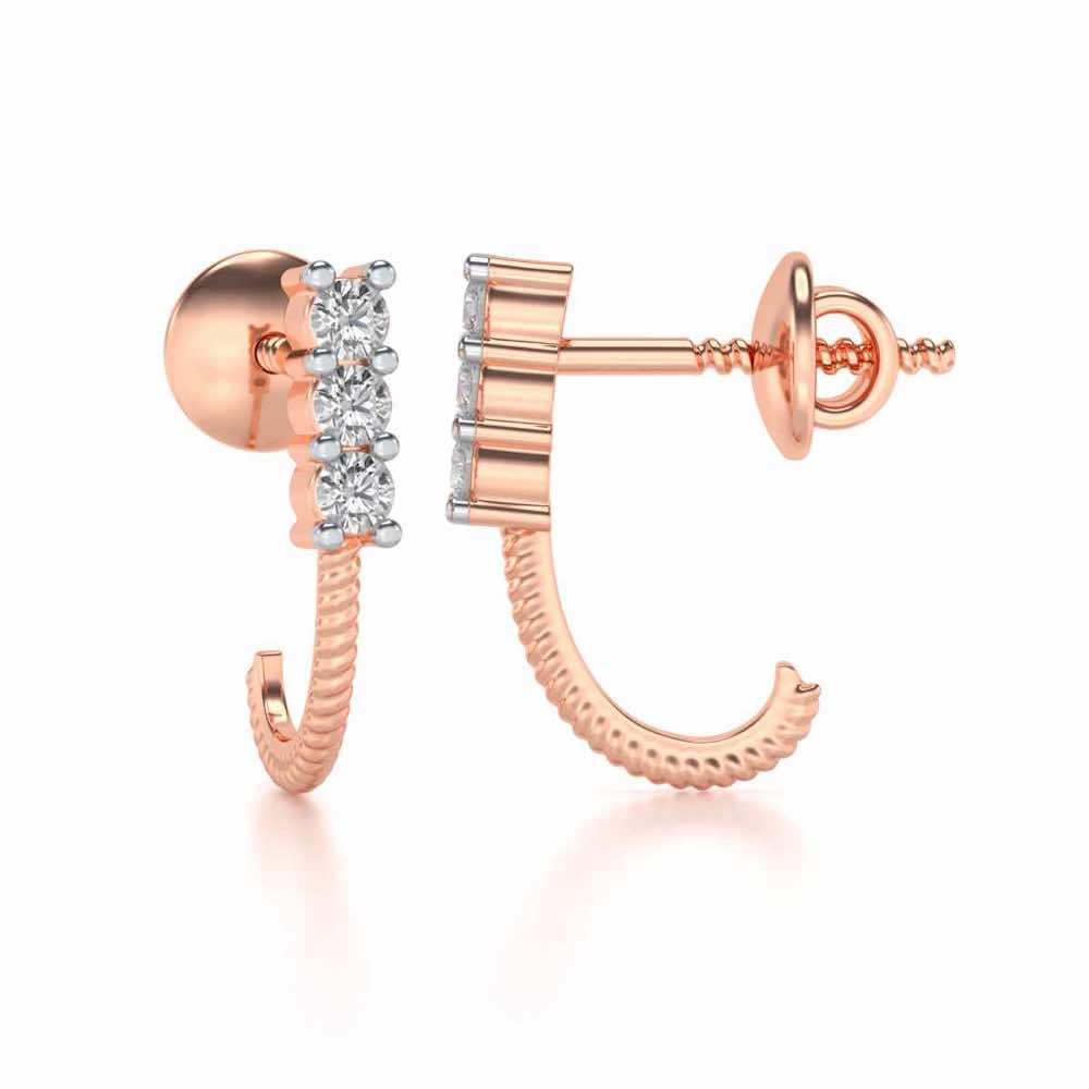 Simple Silver Bali Earrings - Rose Gold - Image 4