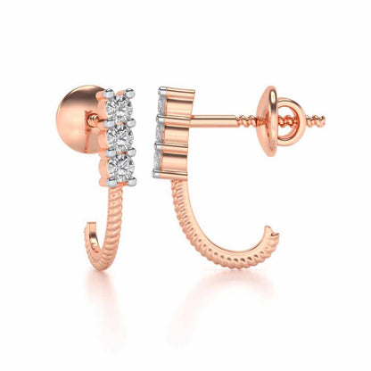 Simple Silver Bali Earrings - Rose Gold - Image 4