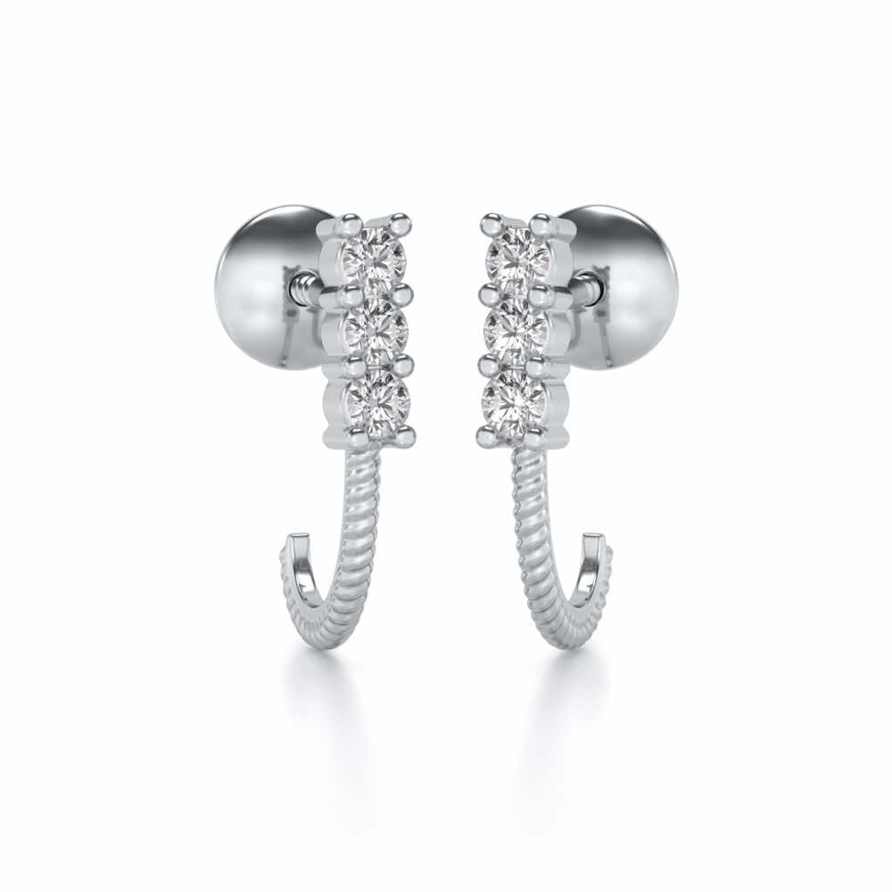 Simple Silver Bali Earrings - White Gold - Image 1