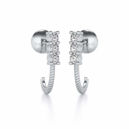Simple Silver Bali Earrings - White Gold - Image 1