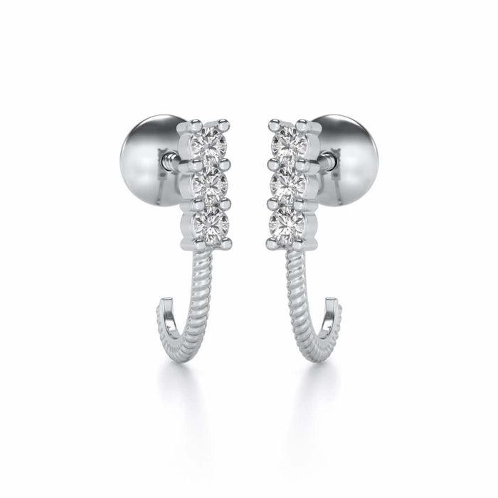 Simple Silver Bali Earrings - White Gold - Image 1