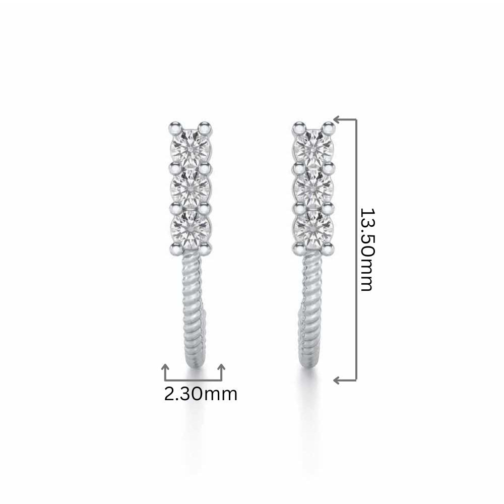 Simple Silver Bali Earrings - White Gold - Image 2