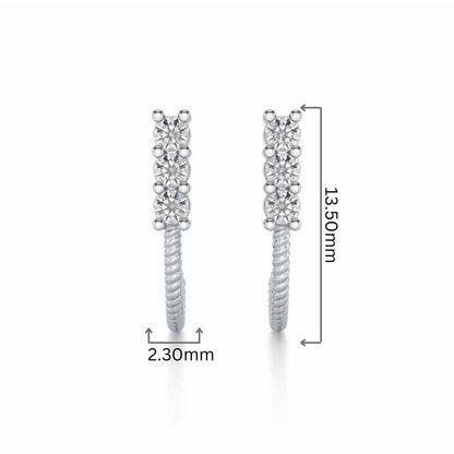 Simple Silver Bali Earrings - White Gold - Image 2