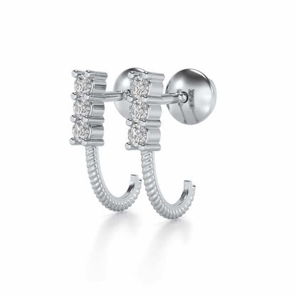 Simple Silver Bali Earrings - White Gold - Image 3