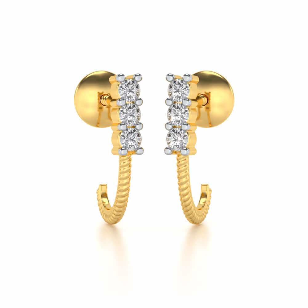 Simple Silver Bali Earrings - Yellow Gold - Image 1