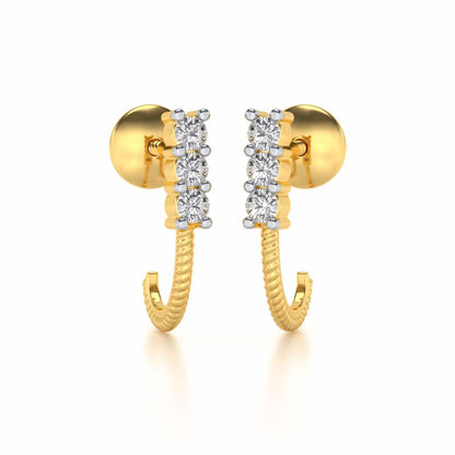 Simple Silver Bali Earrings - Yellow Gold - Image 1