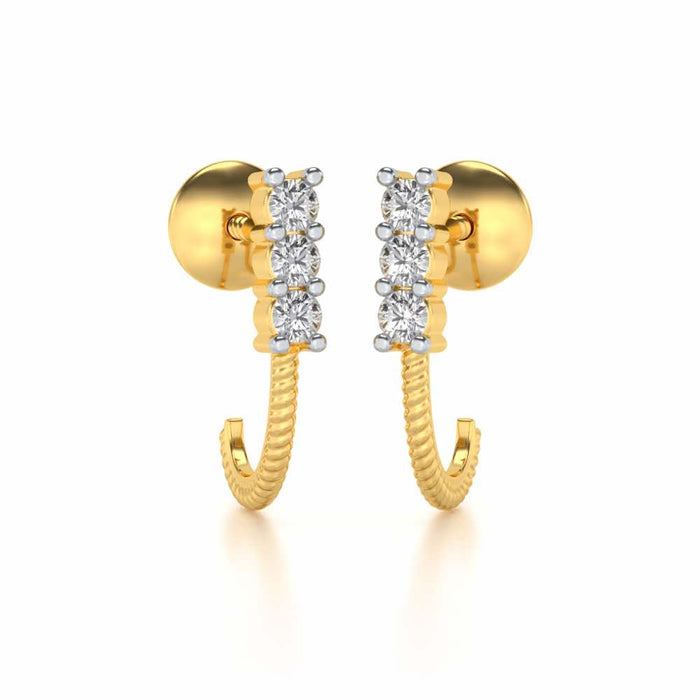Simple Silver Bali Earrings - Yellow Gold - Image 1