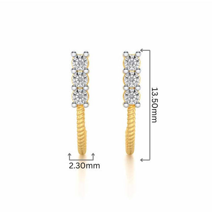 Simple Silver Bali Earrings - Yellow Gold - Image 2