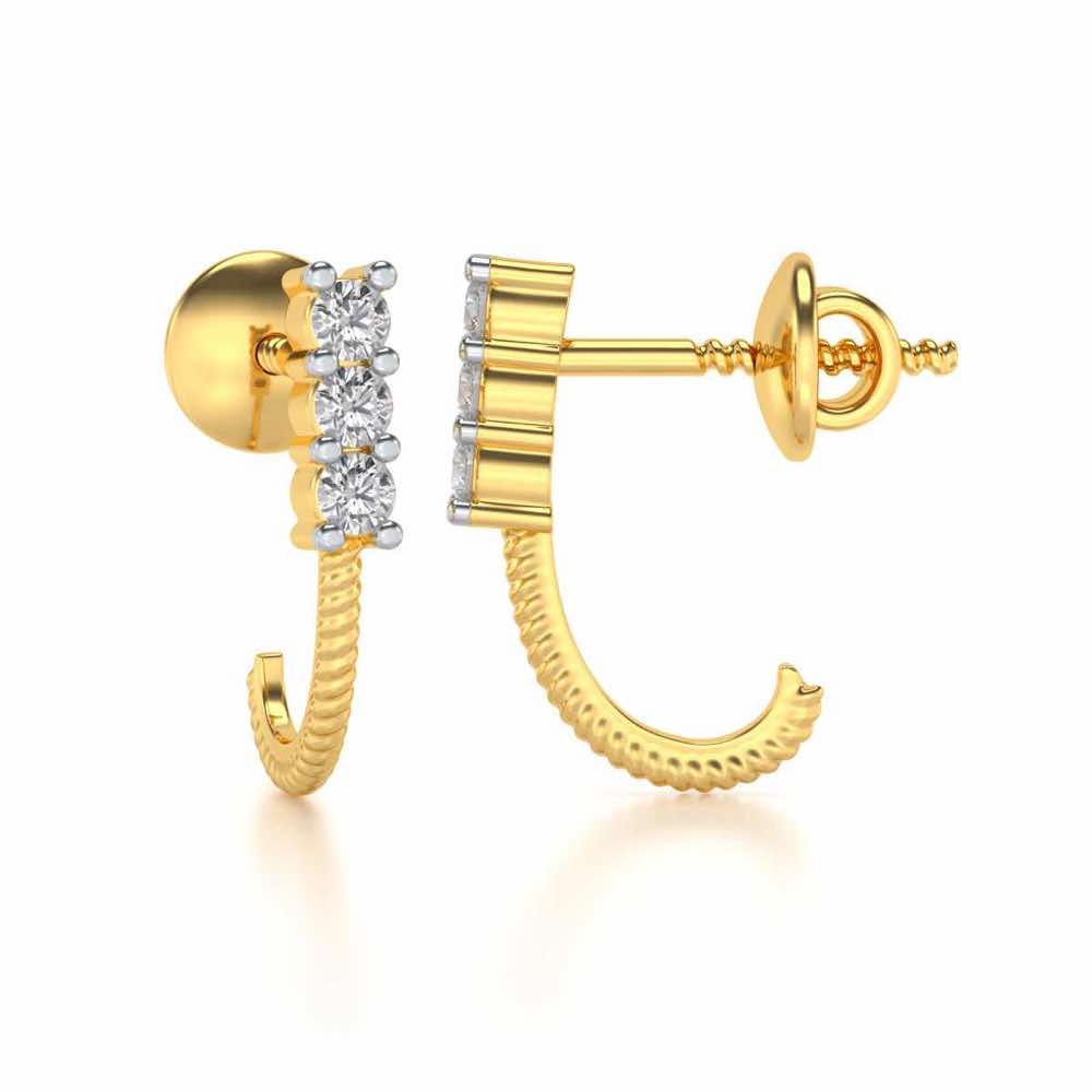 Simple Silver Bali Earrings - Yellow Gold - Image 4
