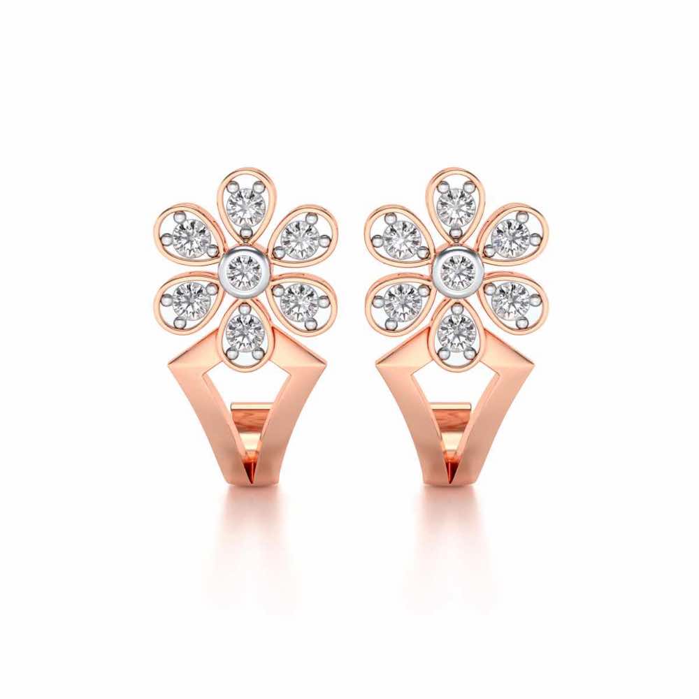 Simple Flower Silver Earrings - Rose Gold - Image 1