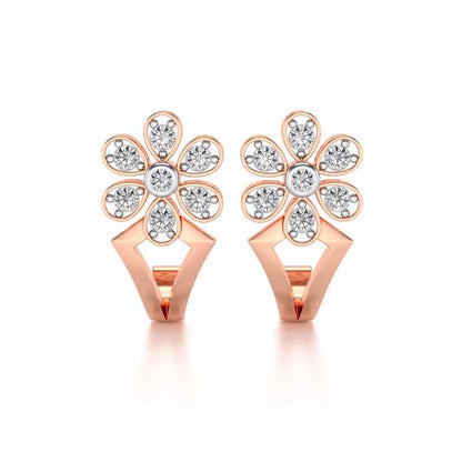 Simple Flower Silver Earrings - Rose Gold - Image 1