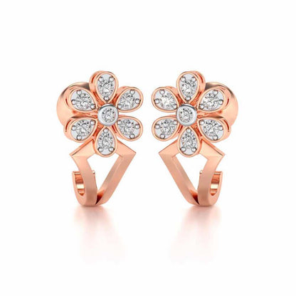 Simple Flower Silver Earrings - Rose Gold - Image 2