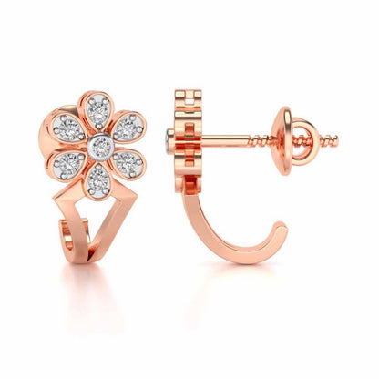 Simple Flower Silver Earrings - Rose Gold - Image 4