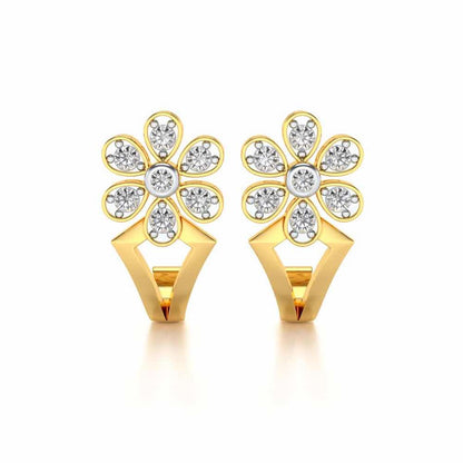 Simple Flower Silver Earrings - Yellow Gold - Image 1