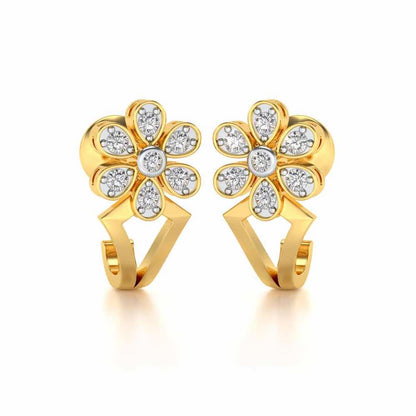Simple Flower Silver Earrings - Yellow Gold - Image 2