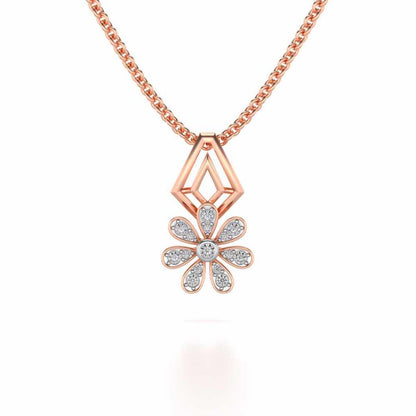 Simple Flower Silver Pendant - Rose Gold - Image 1