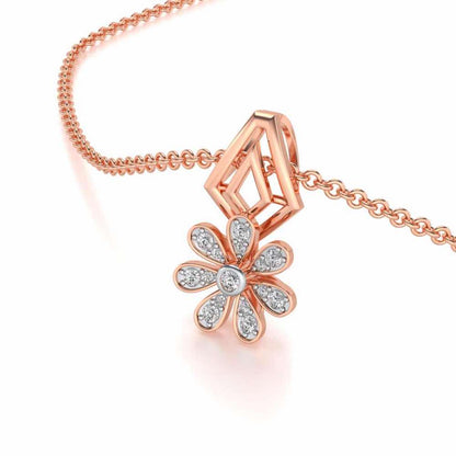 Simple Flower Silver Pendant - Rose Gold - Image 2