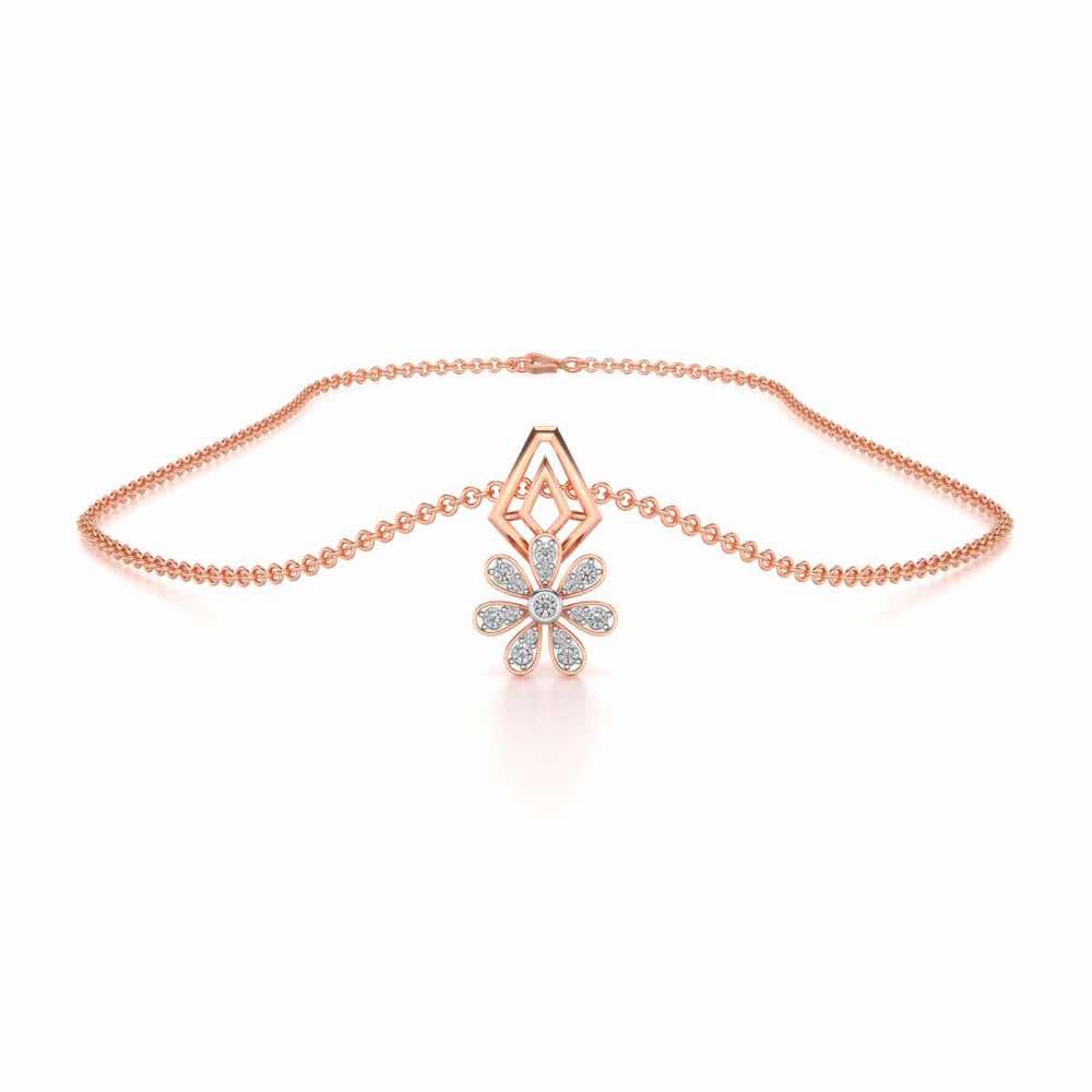 Simple Flower Silver Pendant - Rose Gold - Image 3