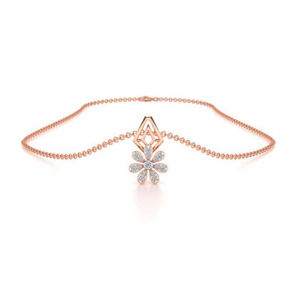 Simple Flower Silver Pendant - Rose Gold - Image 3