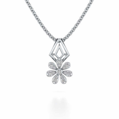 Simple Flower Silver Pendant - White Gold - Image 1