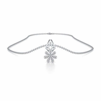 Simple Flower Silver Pendant - White Gold - Image 3