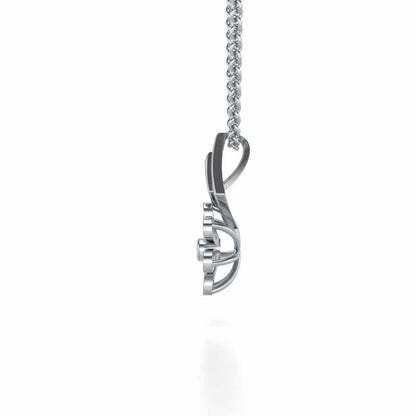 Simple Flower Silver Pendant - White Gold - Image 4