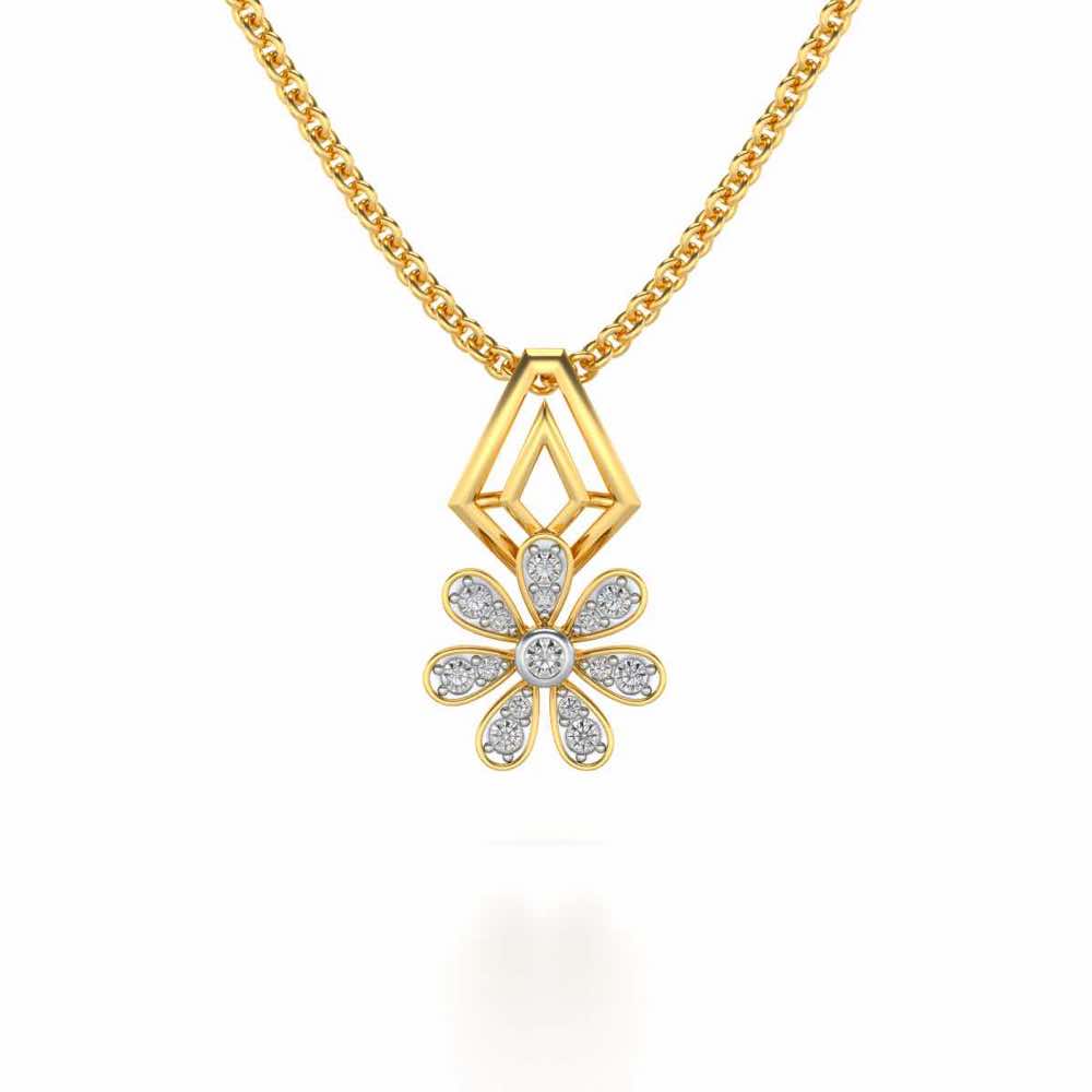Simple Flower Silver Pendant - Yellow Gold - Image 1
