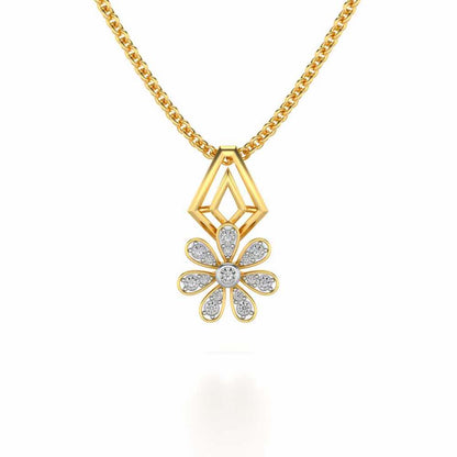 Simple Flower Silver Pendant - Yellow Gold - Image 1
