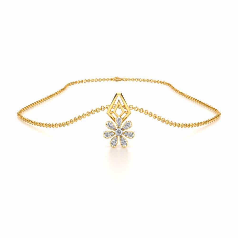Simple Flower Silver Pendant - Yellow Gold - Image 3