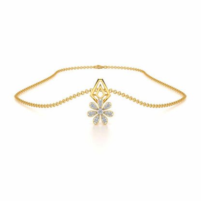 Simple Flower Silver Pendant - Yellow Gold - Image 3