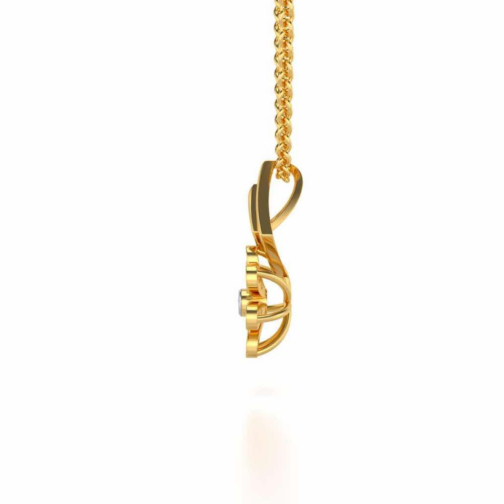 Simple Flower Silver Pendant - Yellow Gold - Image 4