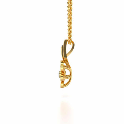 Simple Flower Silver Pendant - Yellow Gold - Image 4