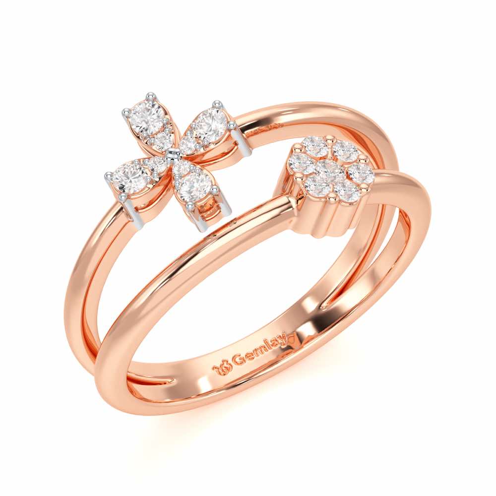 Simple Flower Silver Ring - Rose Gold - Image 1
