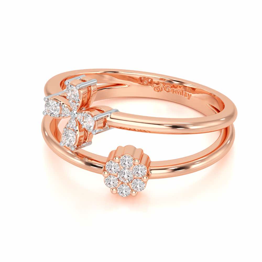 Simple Flower Silver Ring - Rose Gold - Image 2