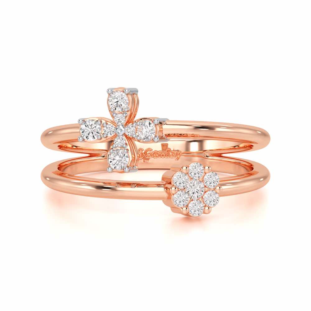 Simple Flower Silver Ring - Rose Gold - Image 4