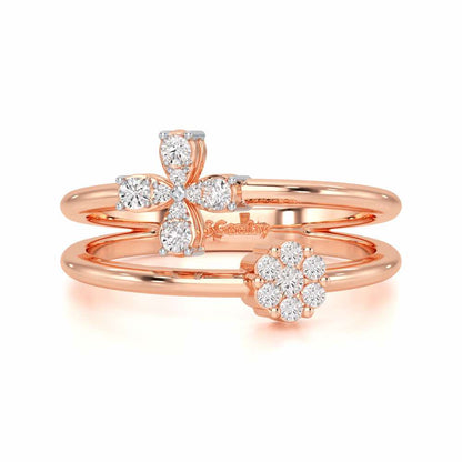 Simple Flower Silver Ring - Rose Gold - Image 4