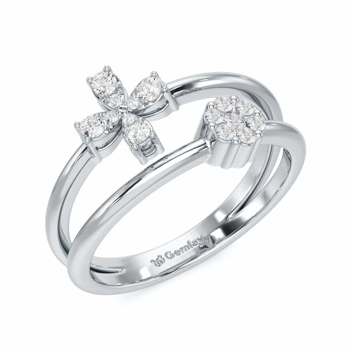 Simple Flower Silver Ring - White Gold - Image 1