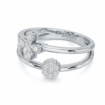 Simple Flower Silver Ring - White Gold - Image 2