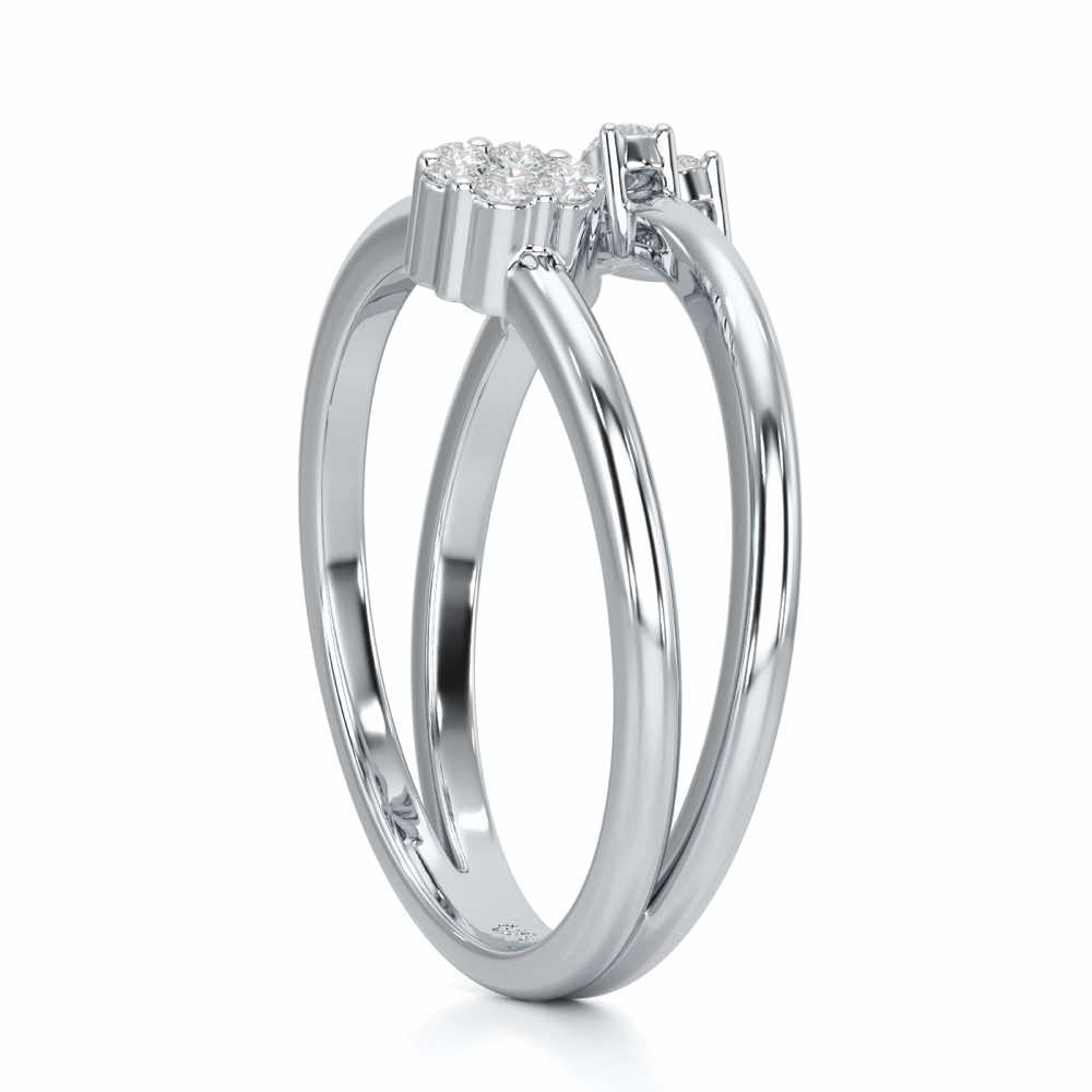 Simple Flower Silver Ring - White Gold - Image 3
