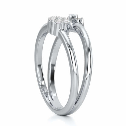 Simple Flower Silver Ring - White Gold - Image 3