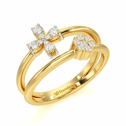 Simple Flower Silver Ring - Yellow Gold - Image 1