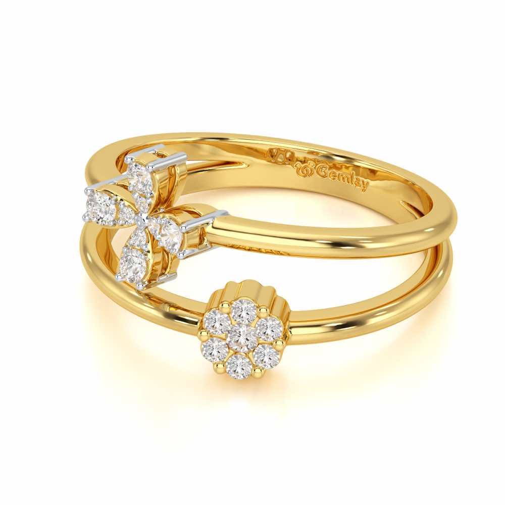 Simple Flower Silver Ring - Yellow Gold - Image 2