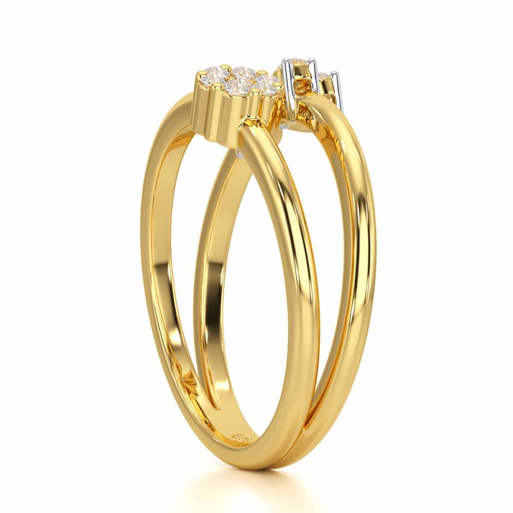 Simple Flower Silver Ring - Yellow Gold - Image 3