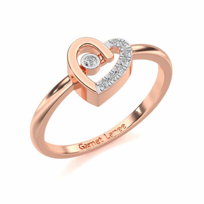Simple Heart Silver Ring - Rose Gold - Image 1