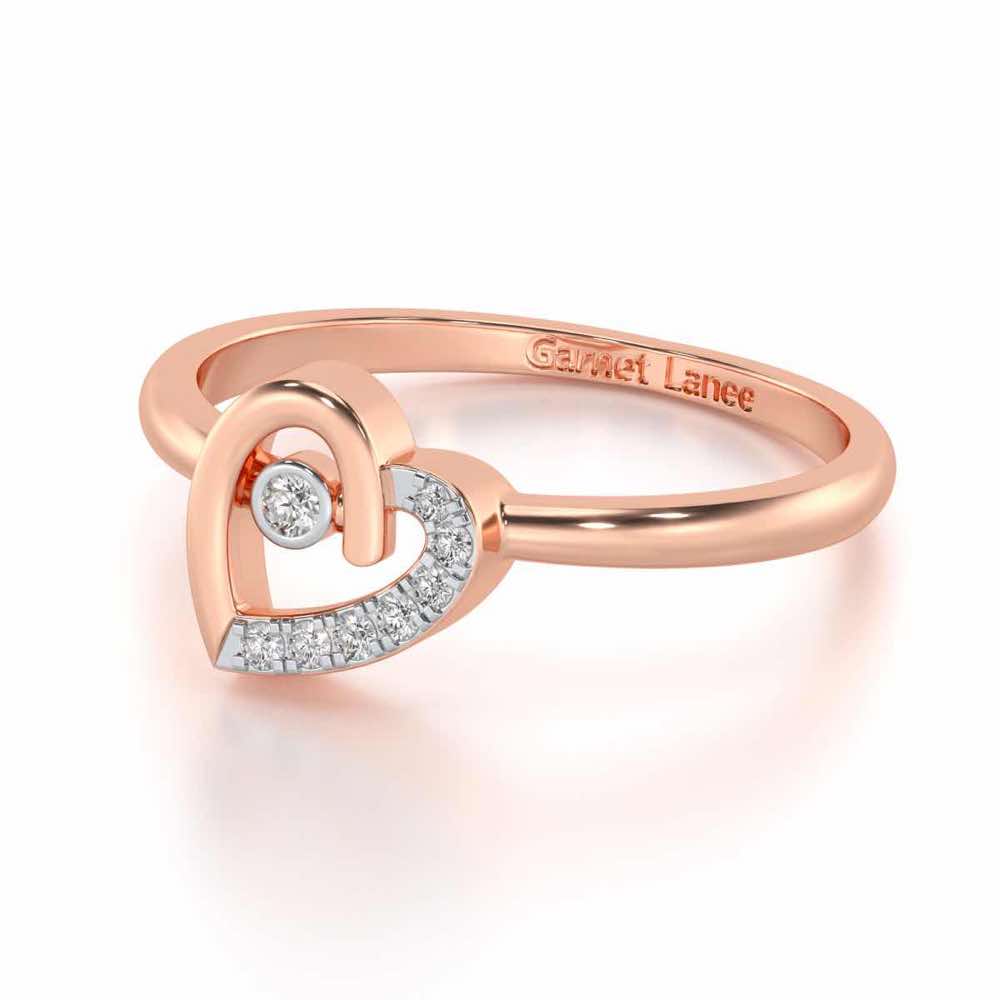 Simple Heart Silver Ring - Rose Gold - Image 2
