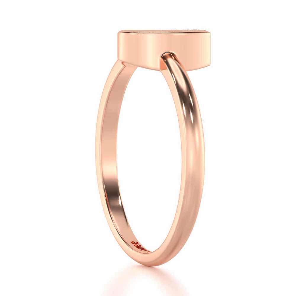 Simple Heart Silver Ring - Rose Gold - Image 3