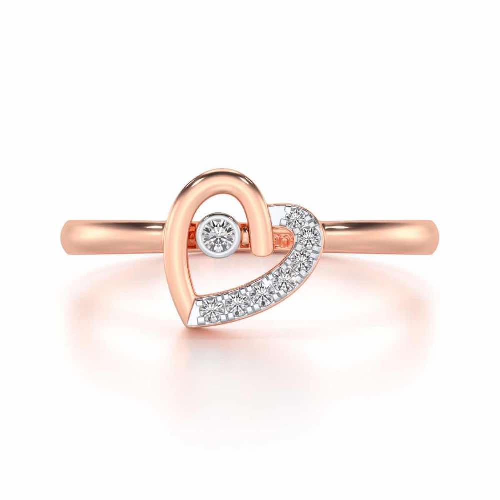 Simple Heart Silver Ring - Rose Gold - Image 4