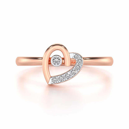 Simple Heart Silver Ring - Rose Gold - Image 4