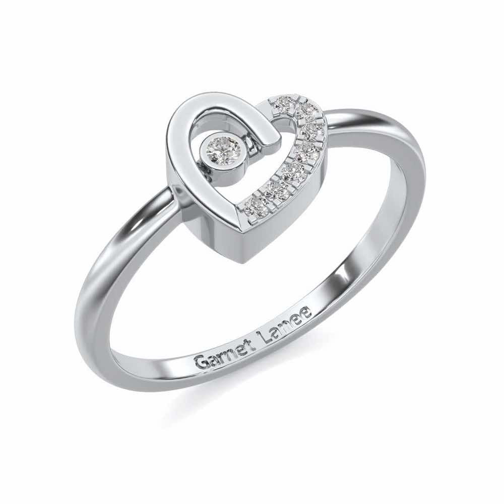 Simple Heart Silver Ring - White Gold - Image 1