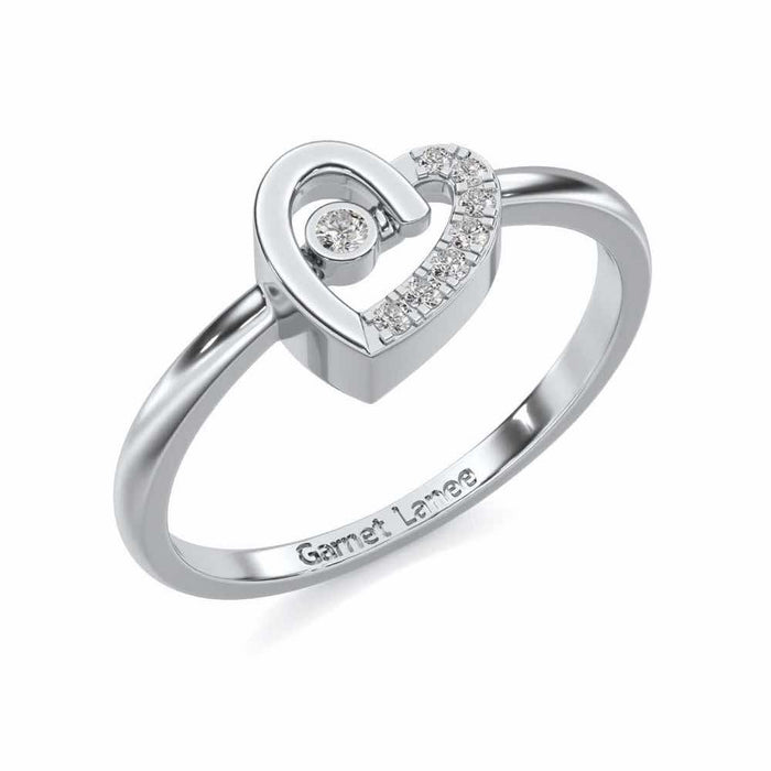 Simple Heart Silver Ring - White Gold - Image 1